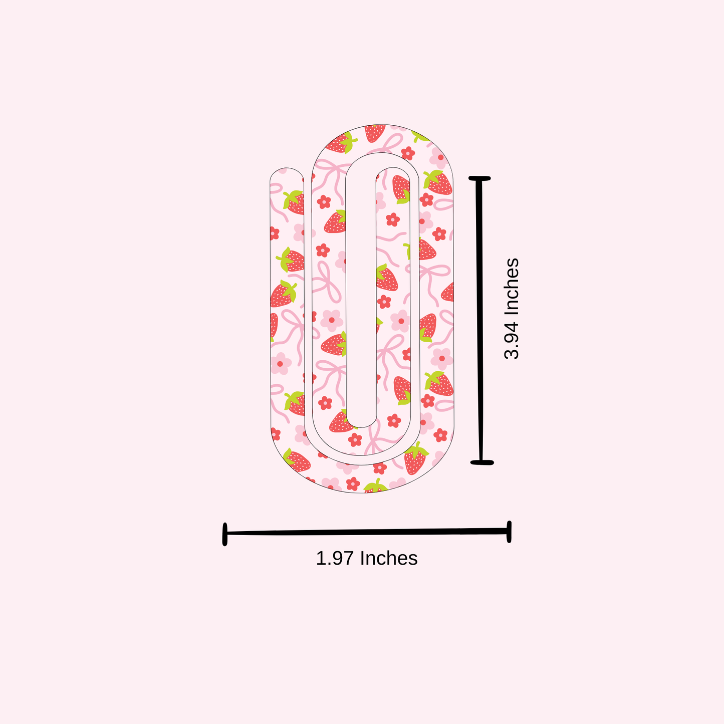 Strawberry bows jumbo paper clip bookmark
