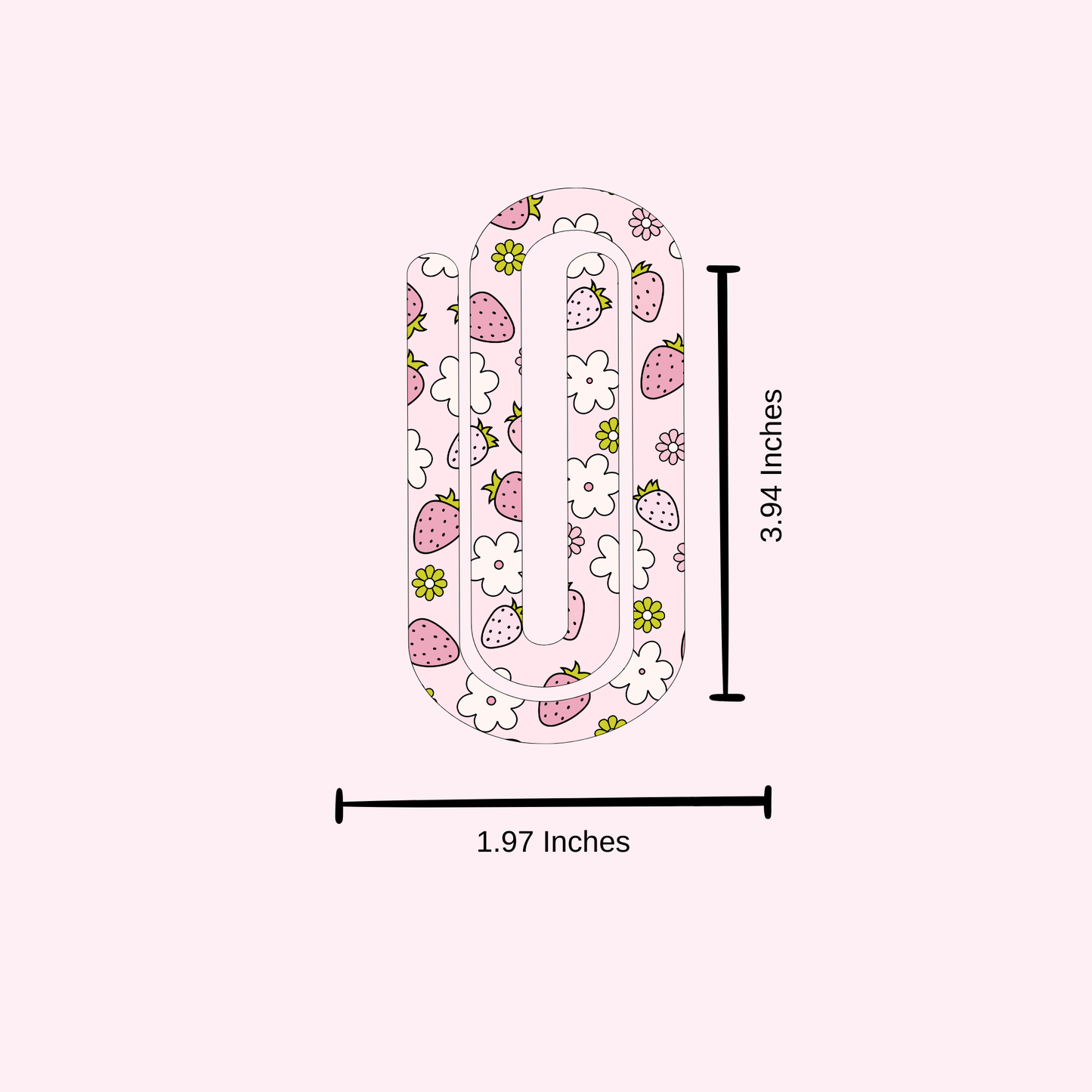Floral strawberry jumbo paper clip bookmark