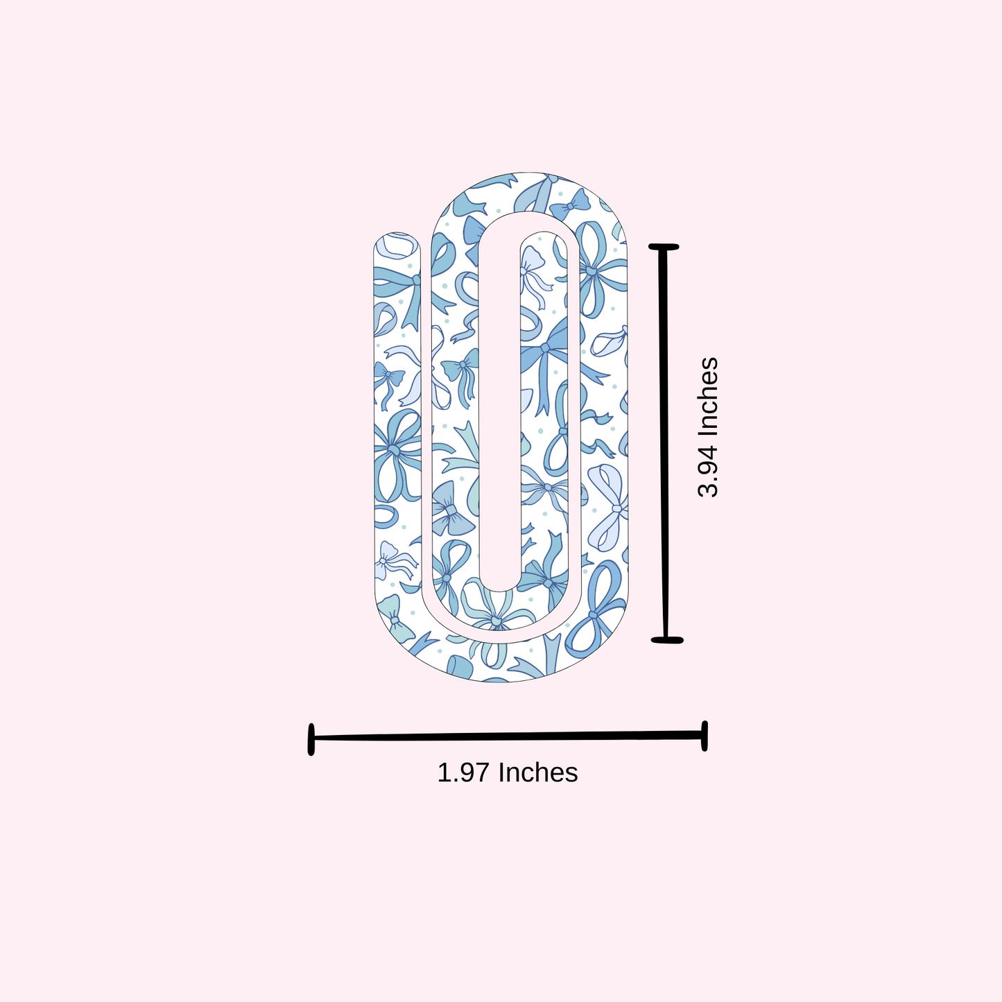 Blue bows jumbo paper clip bookmark