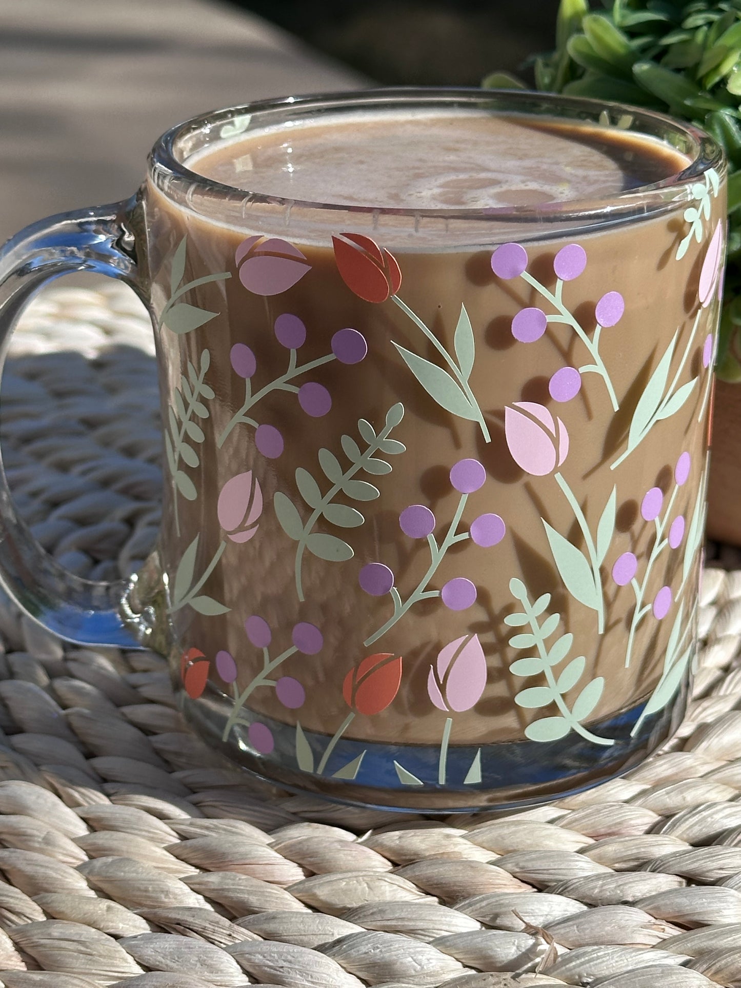 Spring floral glass mug