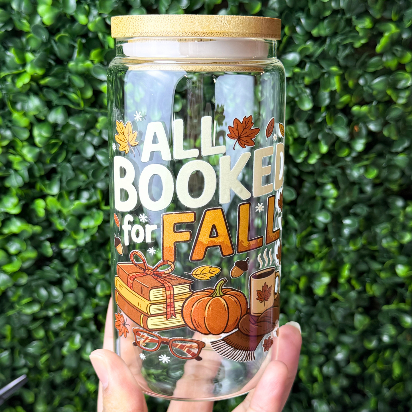 All Booked For Fall Glass Cup
