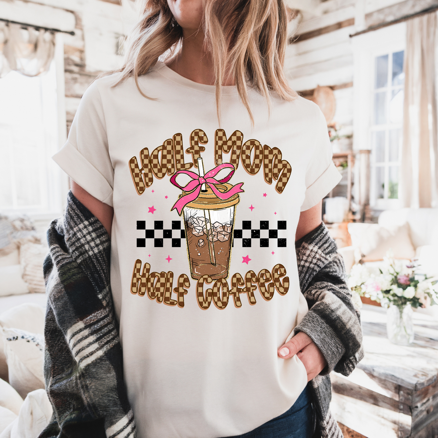 Half Mom Half Coffee Comfort Colors T-shirt