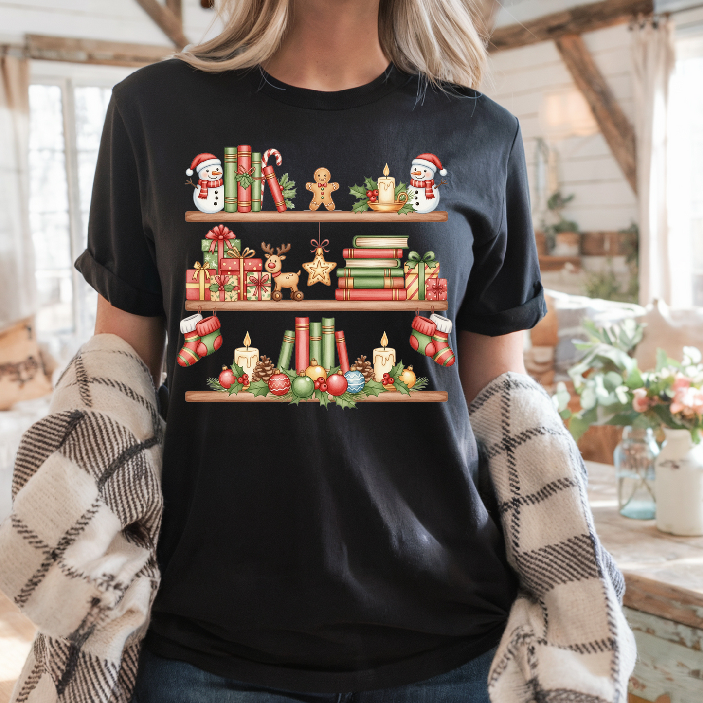 Christmas Bookshelf T-Shirt