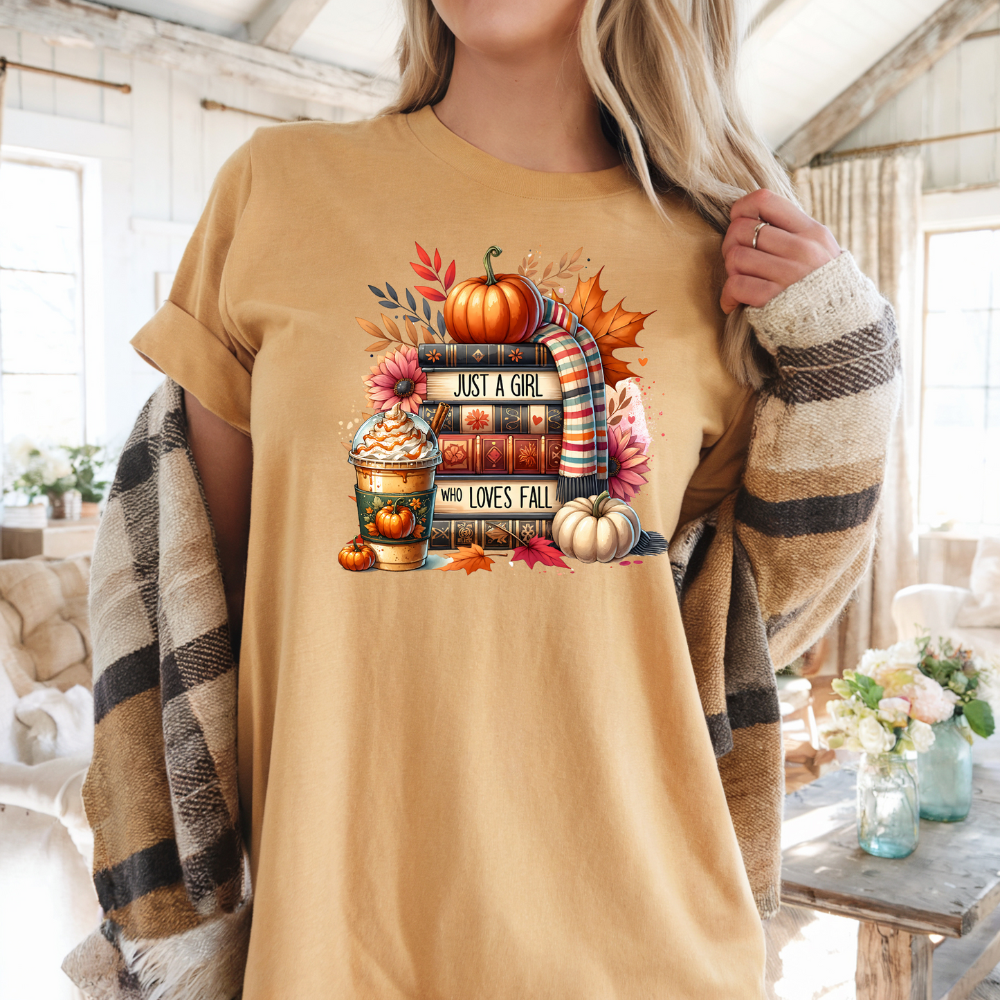 Just a Girl Who Loves Fall and Books Comfort Colors T-shirt