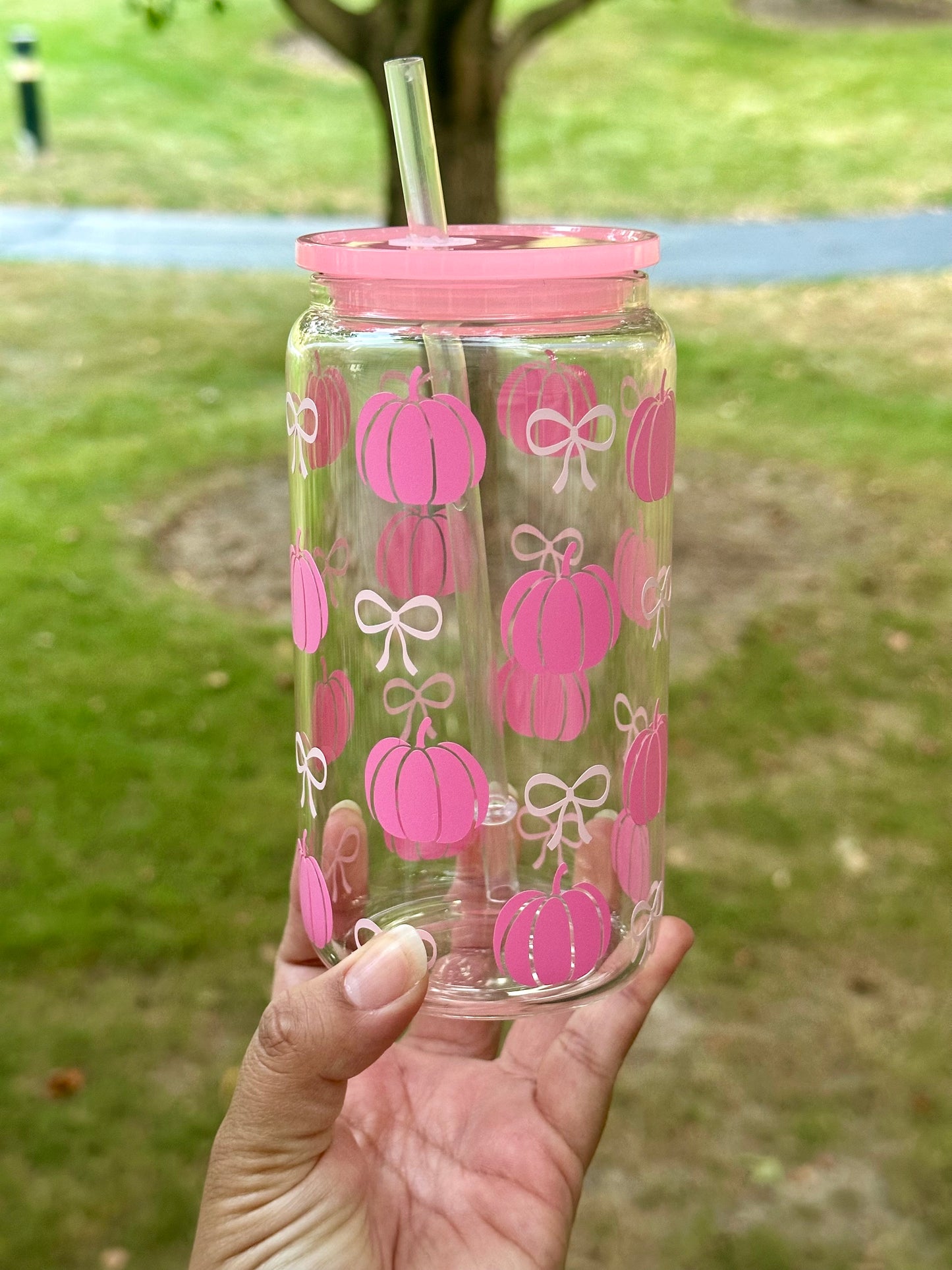 Pink Pumpkin Coquette Glass