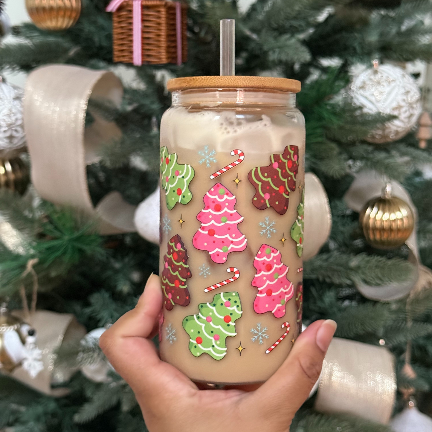 Christmas Cakes Glass Cup