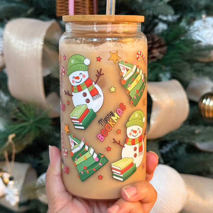 Merry Bookmas Glass Cup