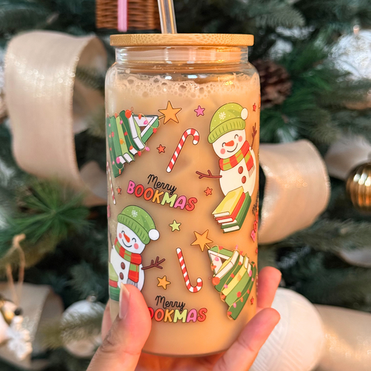 Merry Bookmas Glass Cup