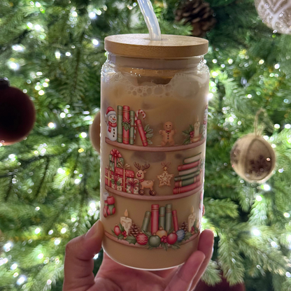 Christmas Bookshelf Glass Cup