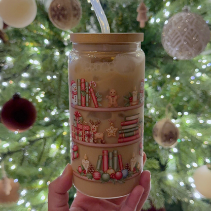 Christmas Bookshelf Glass Cup