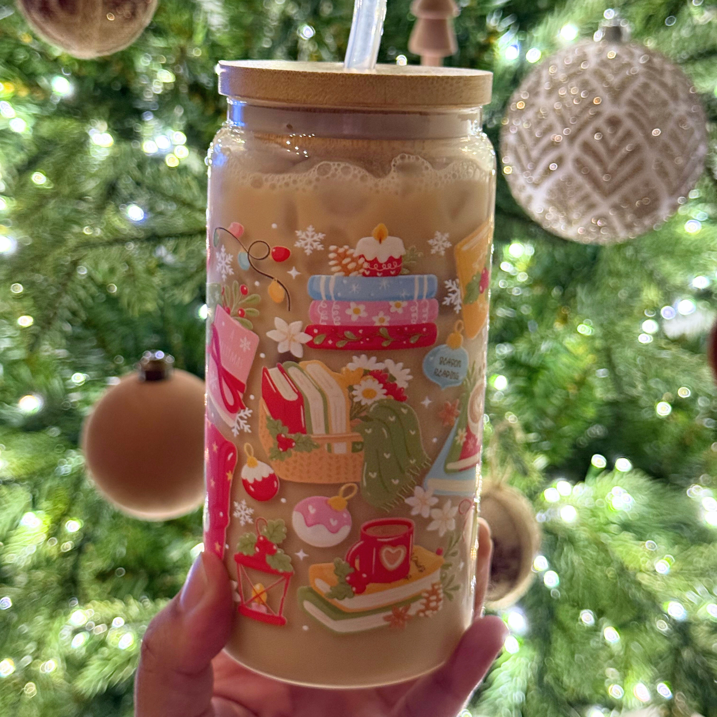Cozy Christmas Glass Cup