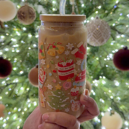 Cozy Christmas Glass Cup