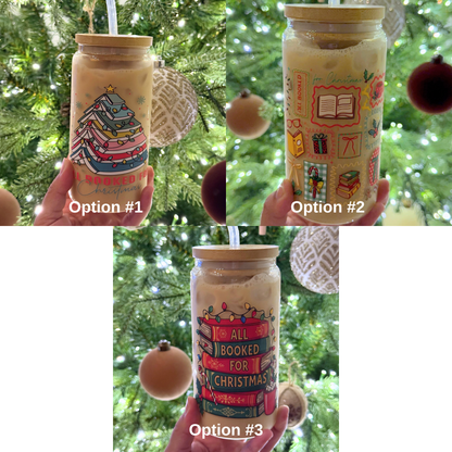 All Booked For Christmas Glass Cup