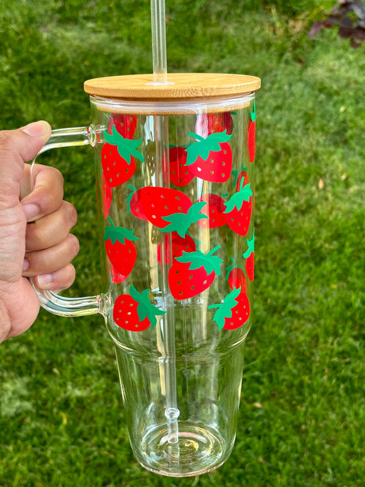 Strawberry 40 oz Glass tumbler