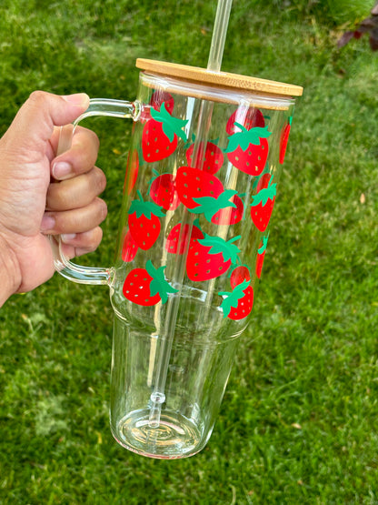 Strawberry 40 oz Glass tumbler