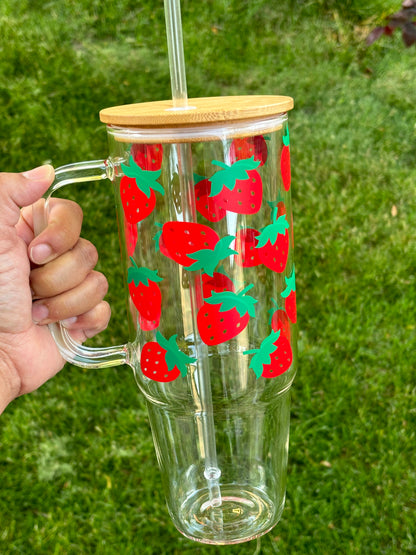 Strawberry 40 oz Glass tumbler