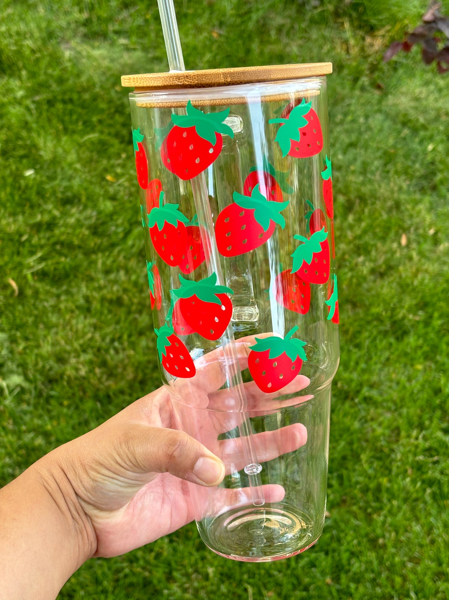 Strawberry 40 oz Glass tumbler