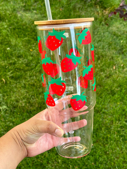 Strawberry 40 oz Glass tumbler