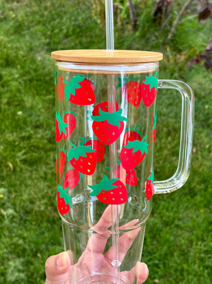 Strawberry 40 oz Glass tumbler