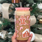 Pink Gingerbread Glass Can