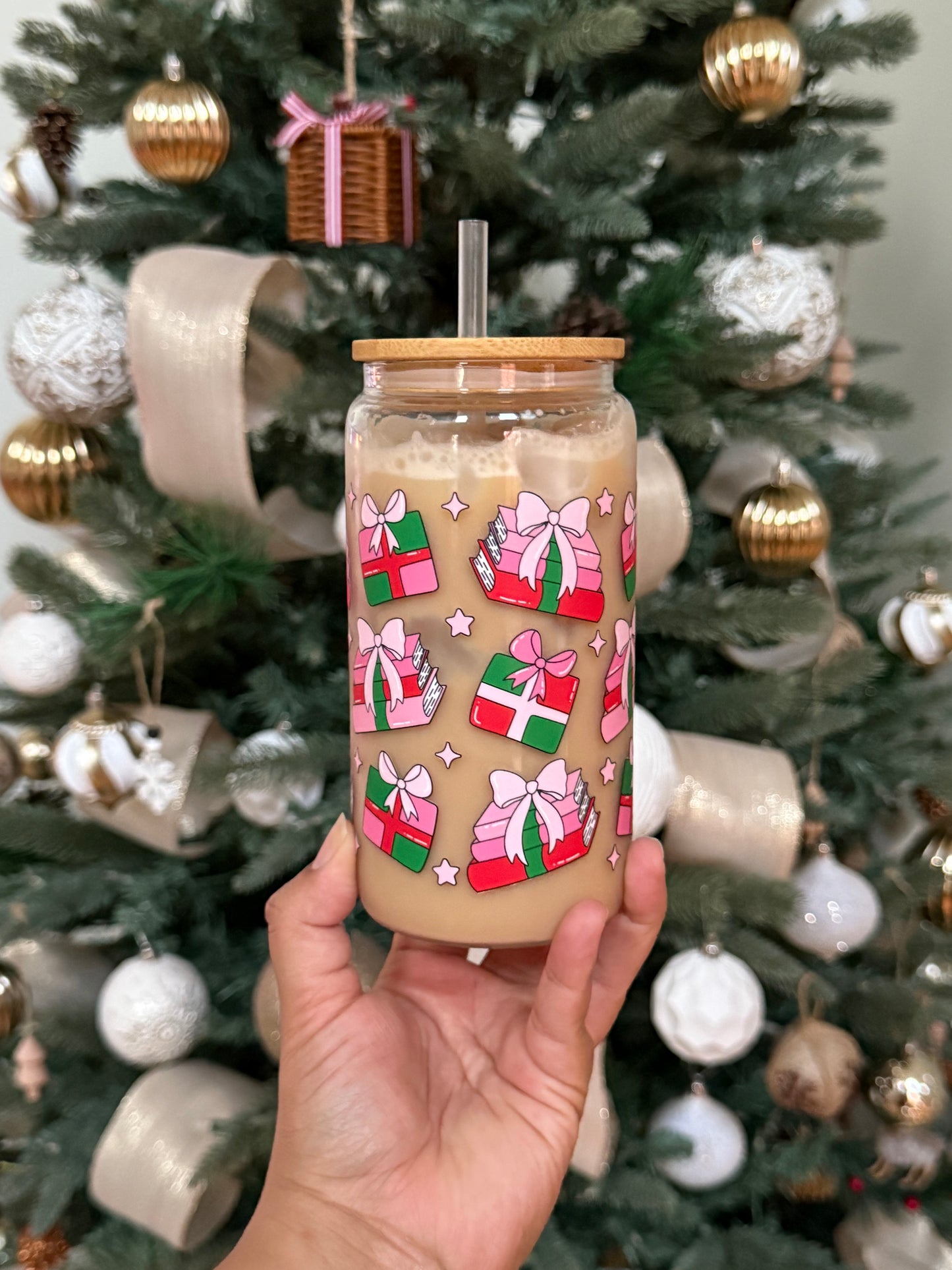 Bookish Christmas Glass Can