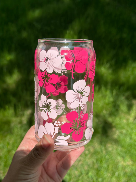 Hibiscus Glass Can