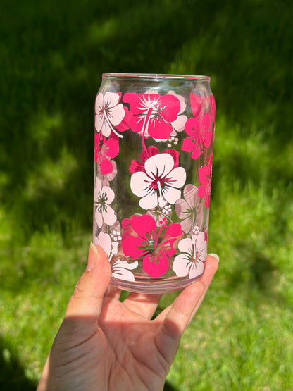Hibiscus Glass Can