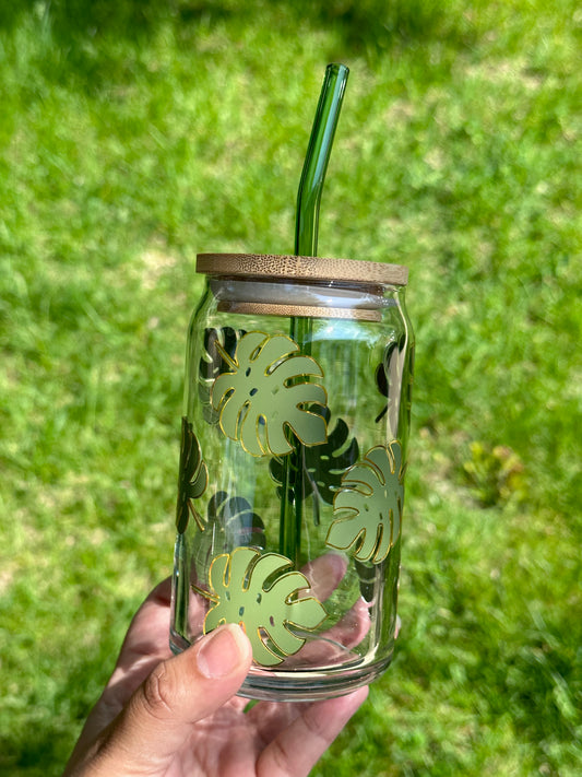 Monstera Glass Cup