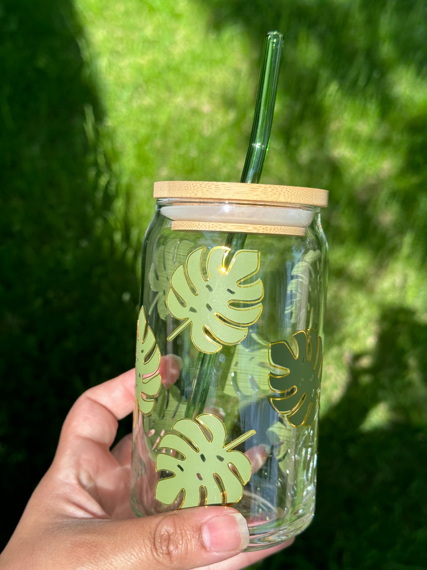 Monstera Glass Cup