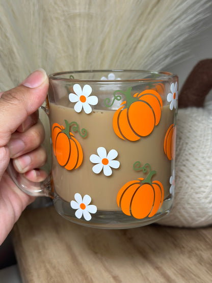 Pumpkin Daisy Glass Mug