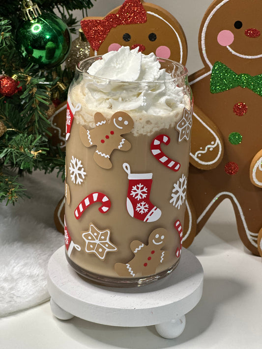 Gingerbread Christmas Glass Cup