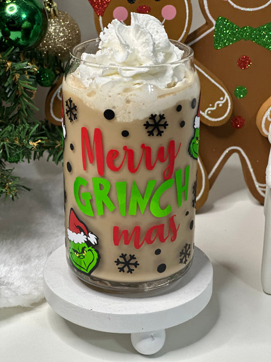 Merry grinch mas Glass Cup