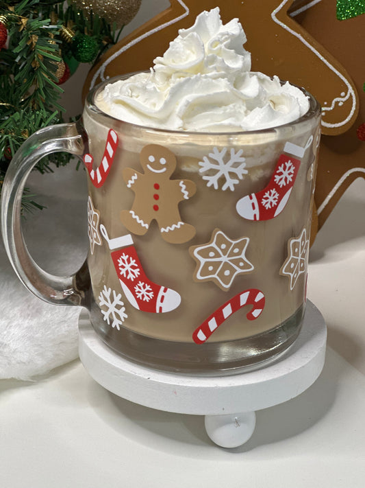 Gingerbread Christmas Glass Mug