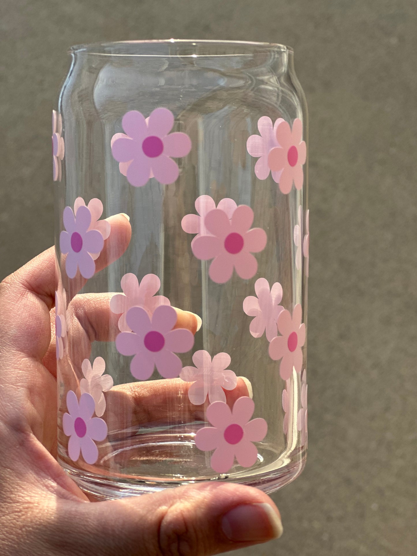 Daisies Glass Can