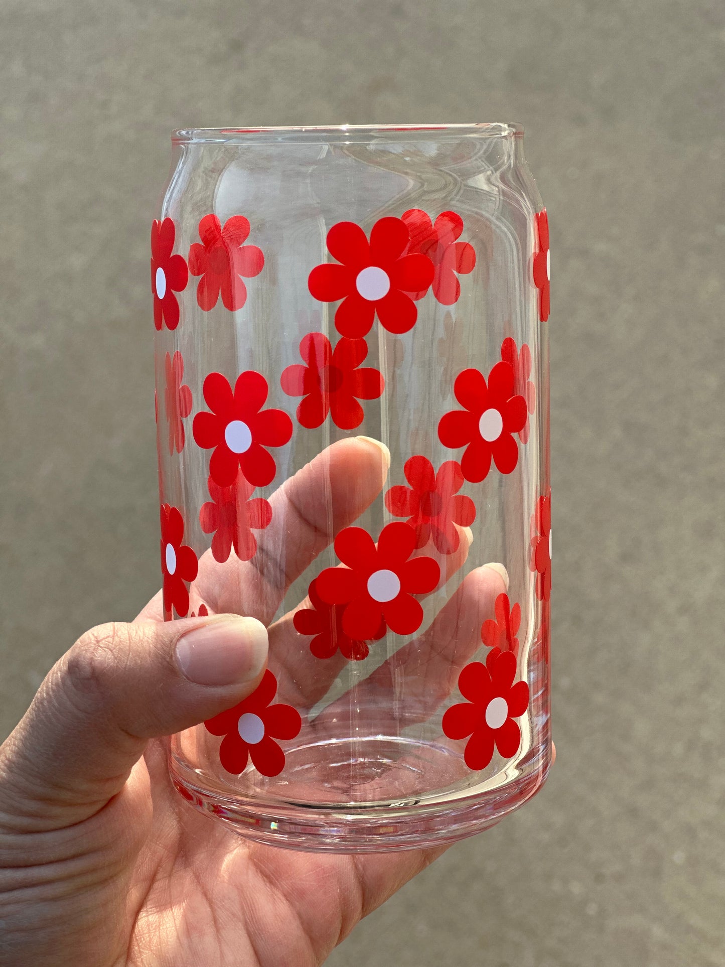 Daisies Glass Can