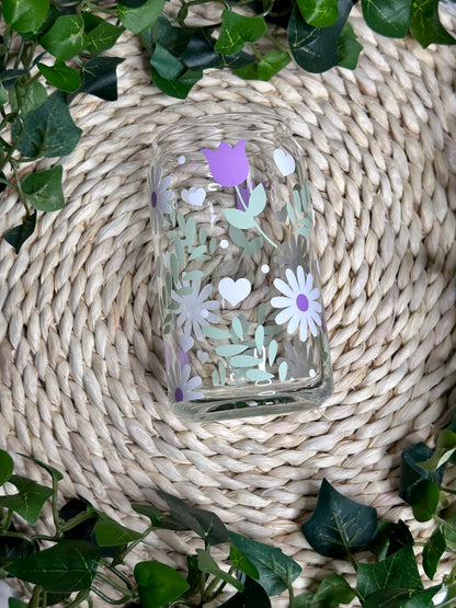 Spring Floral Glass Cup