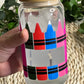 Color changing crayon glass cup