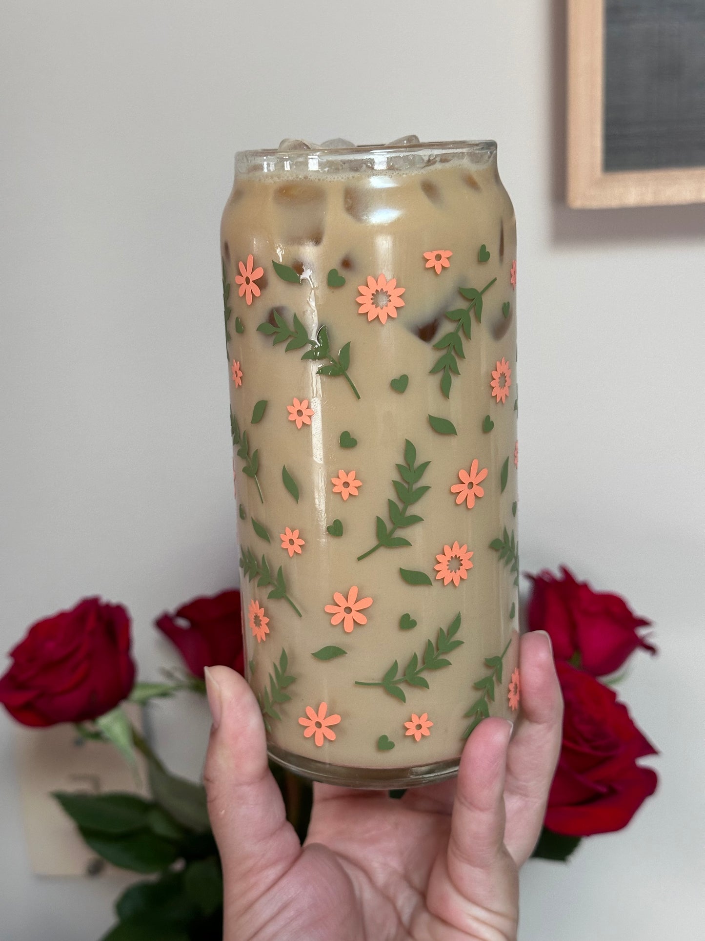 Spring Floral Glass Can