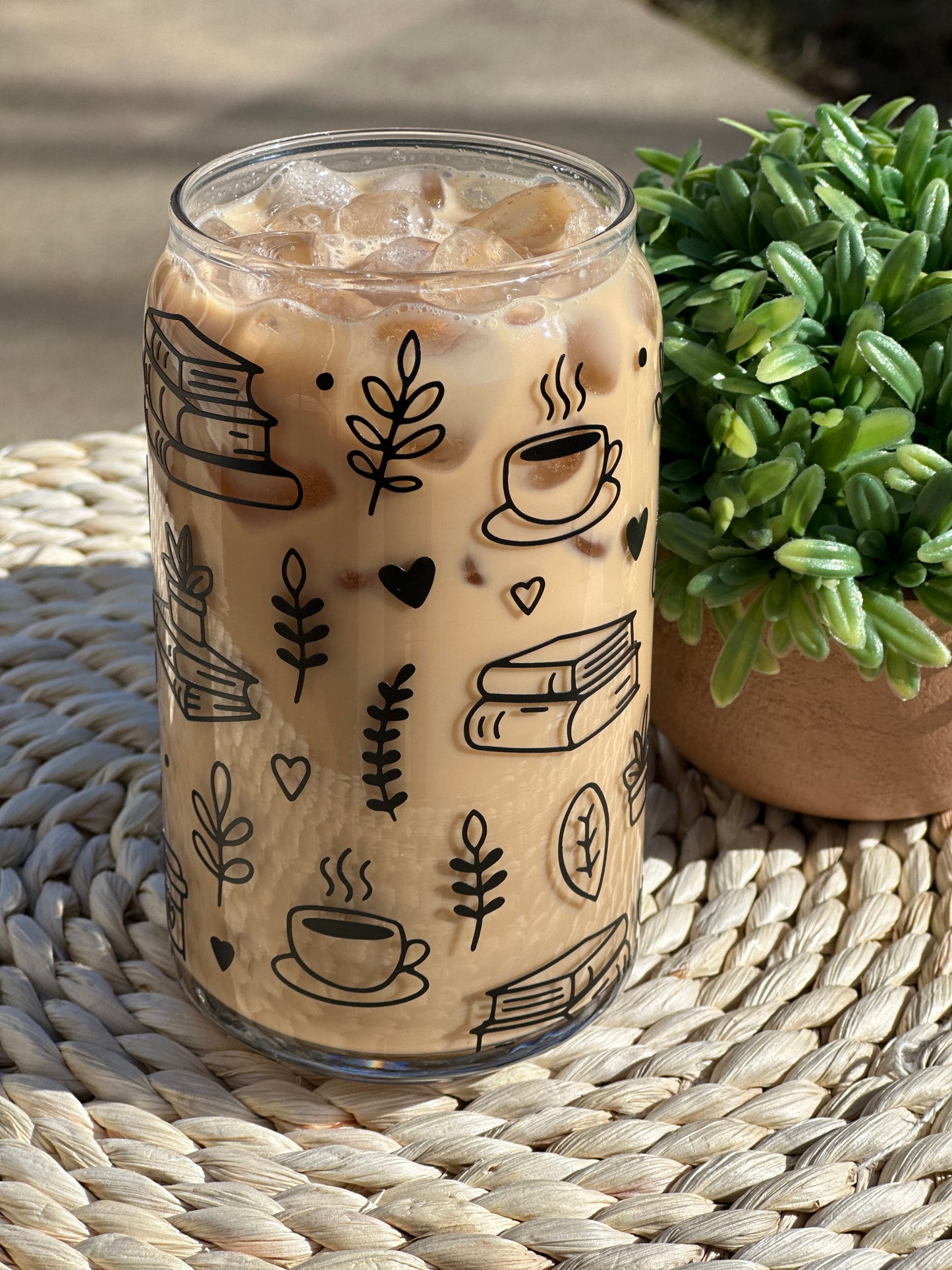 Books and Coffee Glass Can