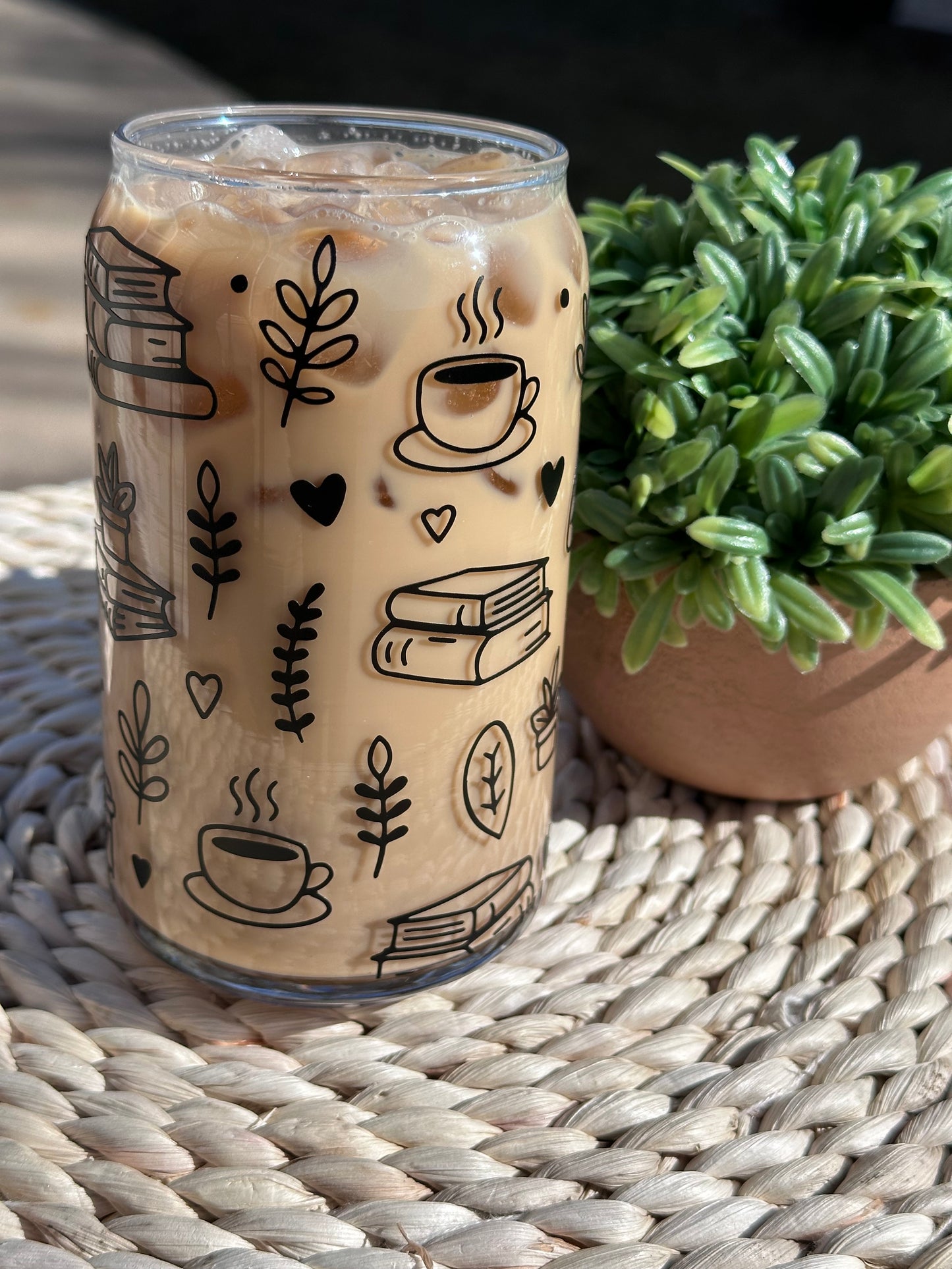 Books and Coffee Glass Can