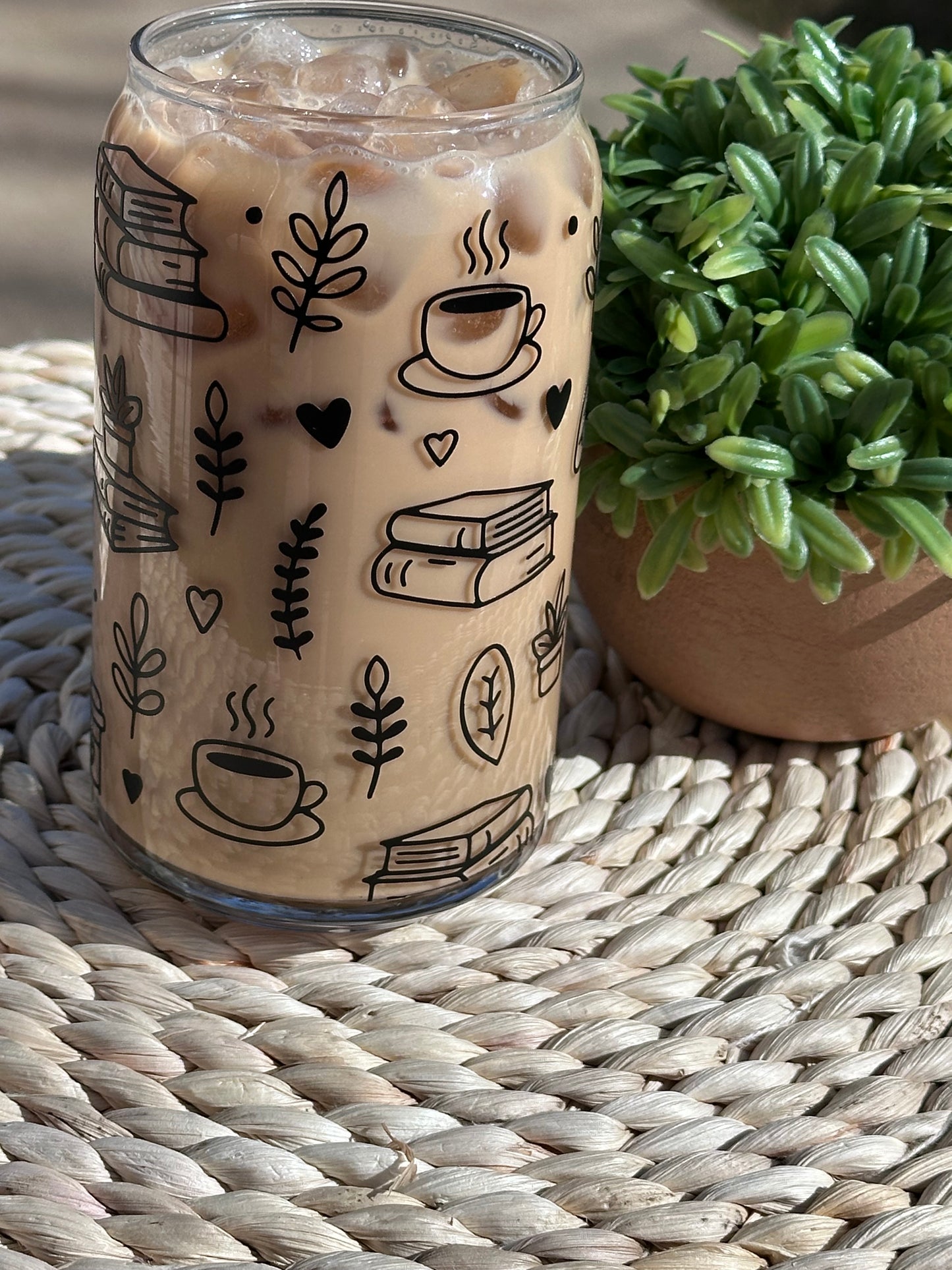 Books and Coffee Glass Can