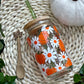 Pumpkin Daisy Glass Can