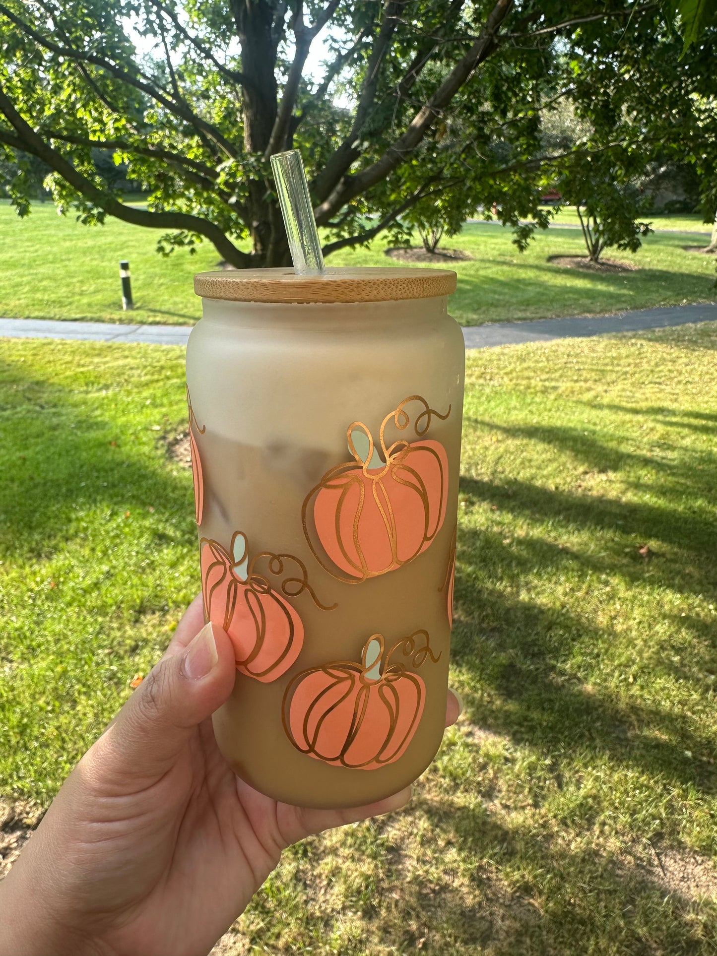 Pumpkin Frosted Glass Can