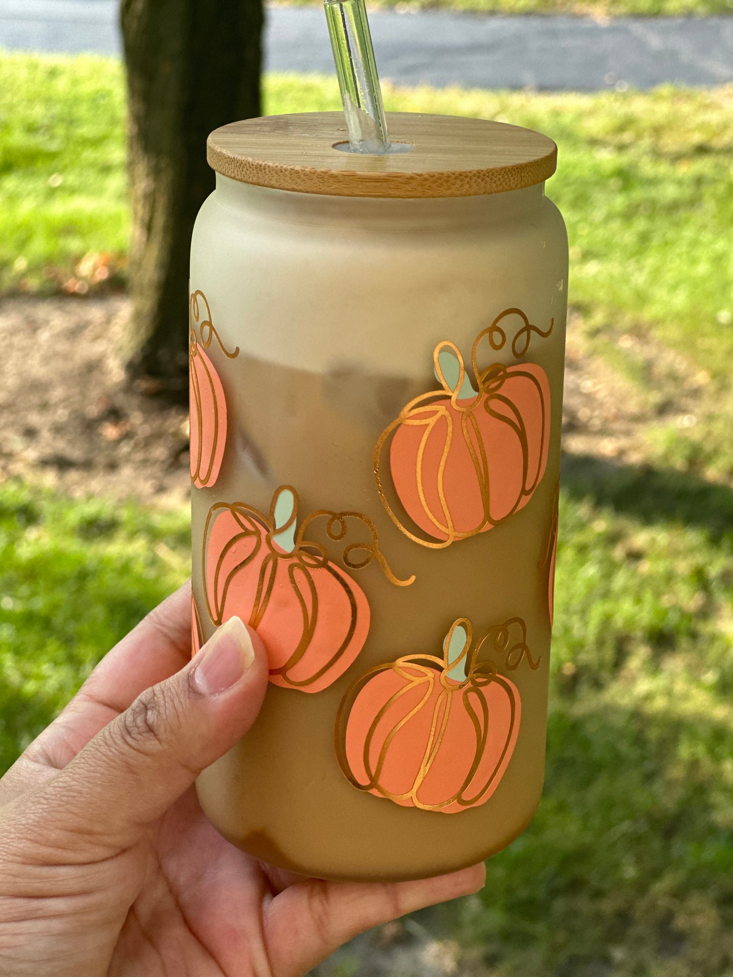 Pumpkin Frosted Glass Can