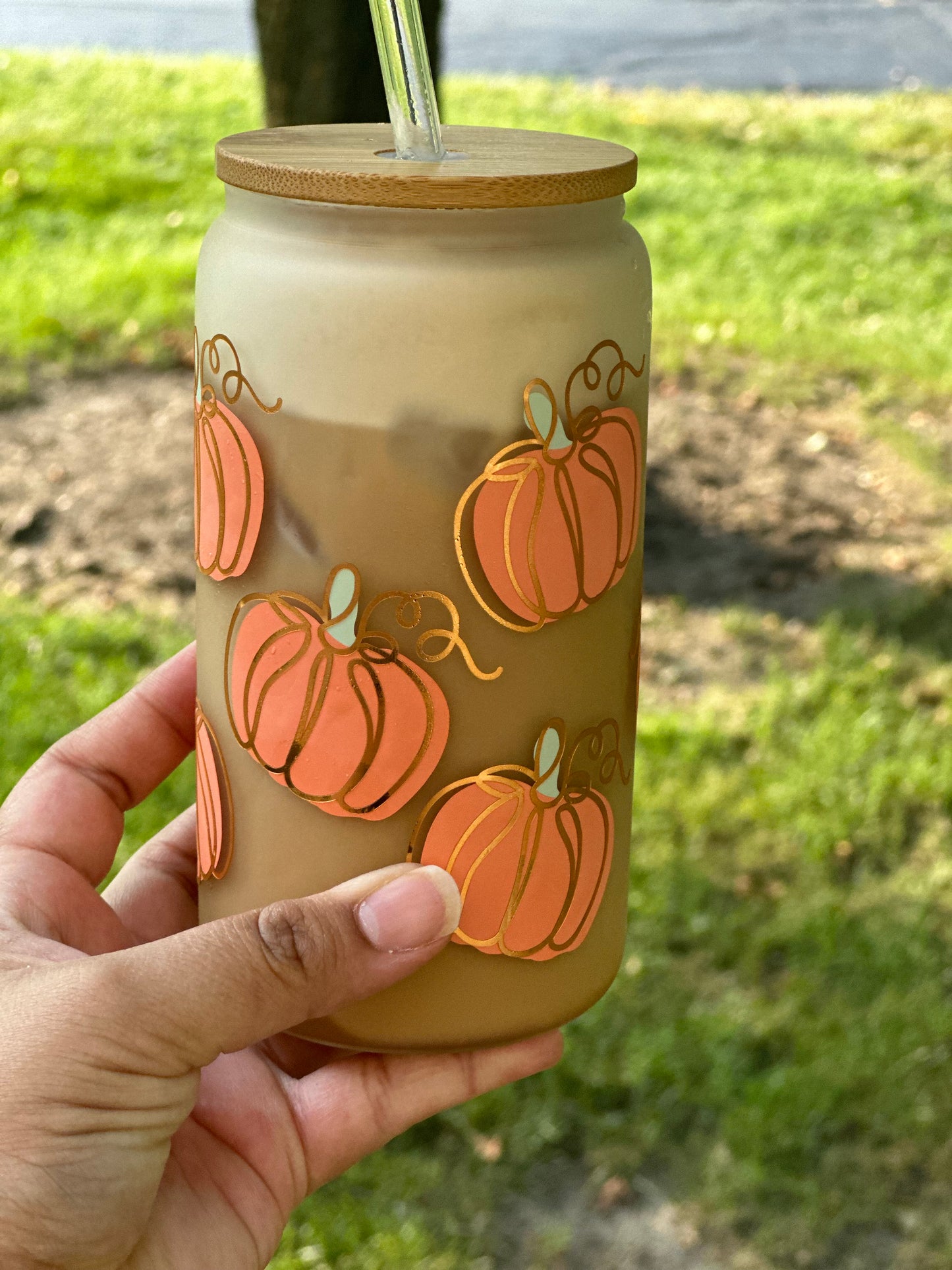 Pumpkin Frosted Glass Can