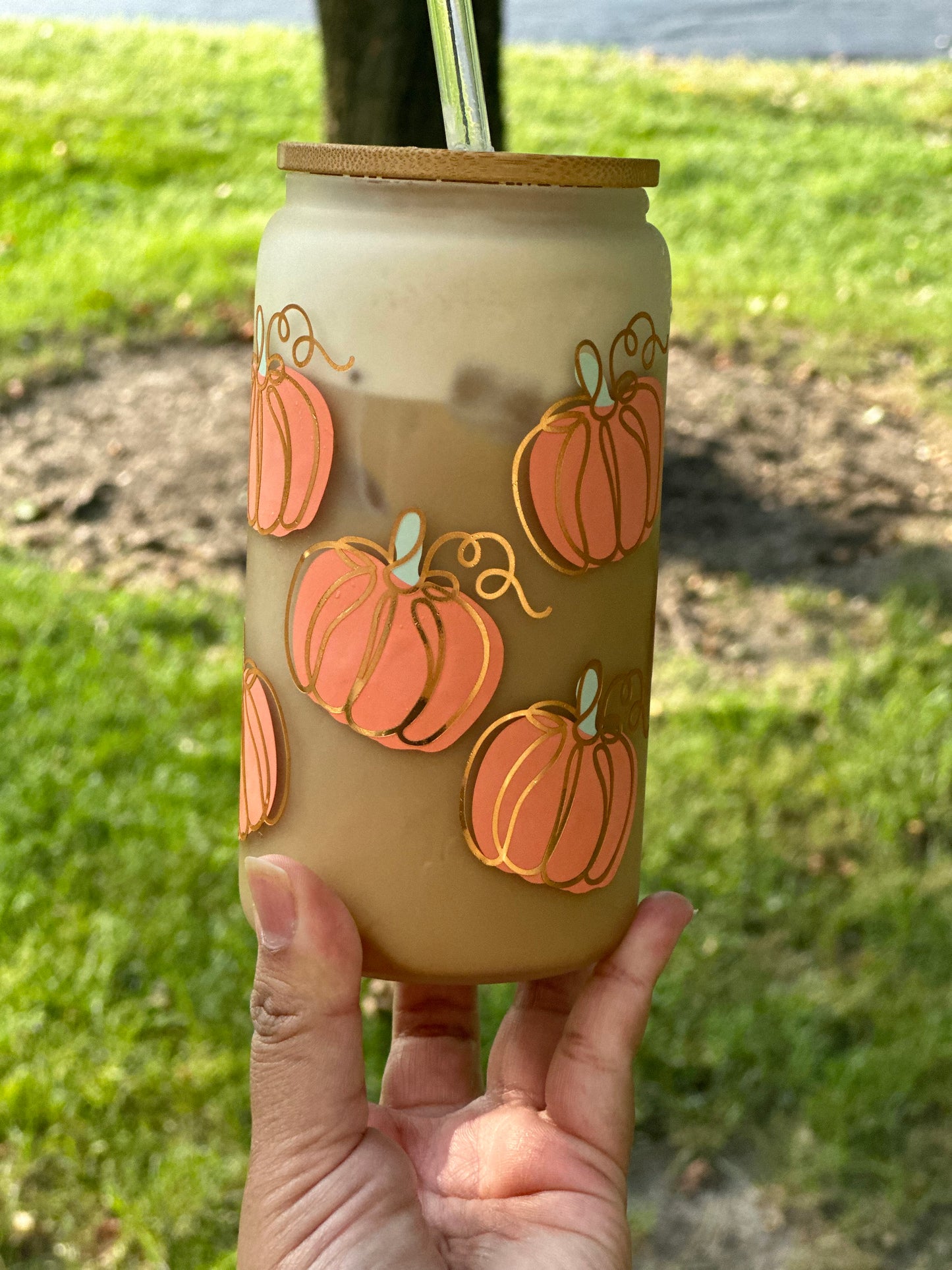 Pumpkin Frosted Glass Can