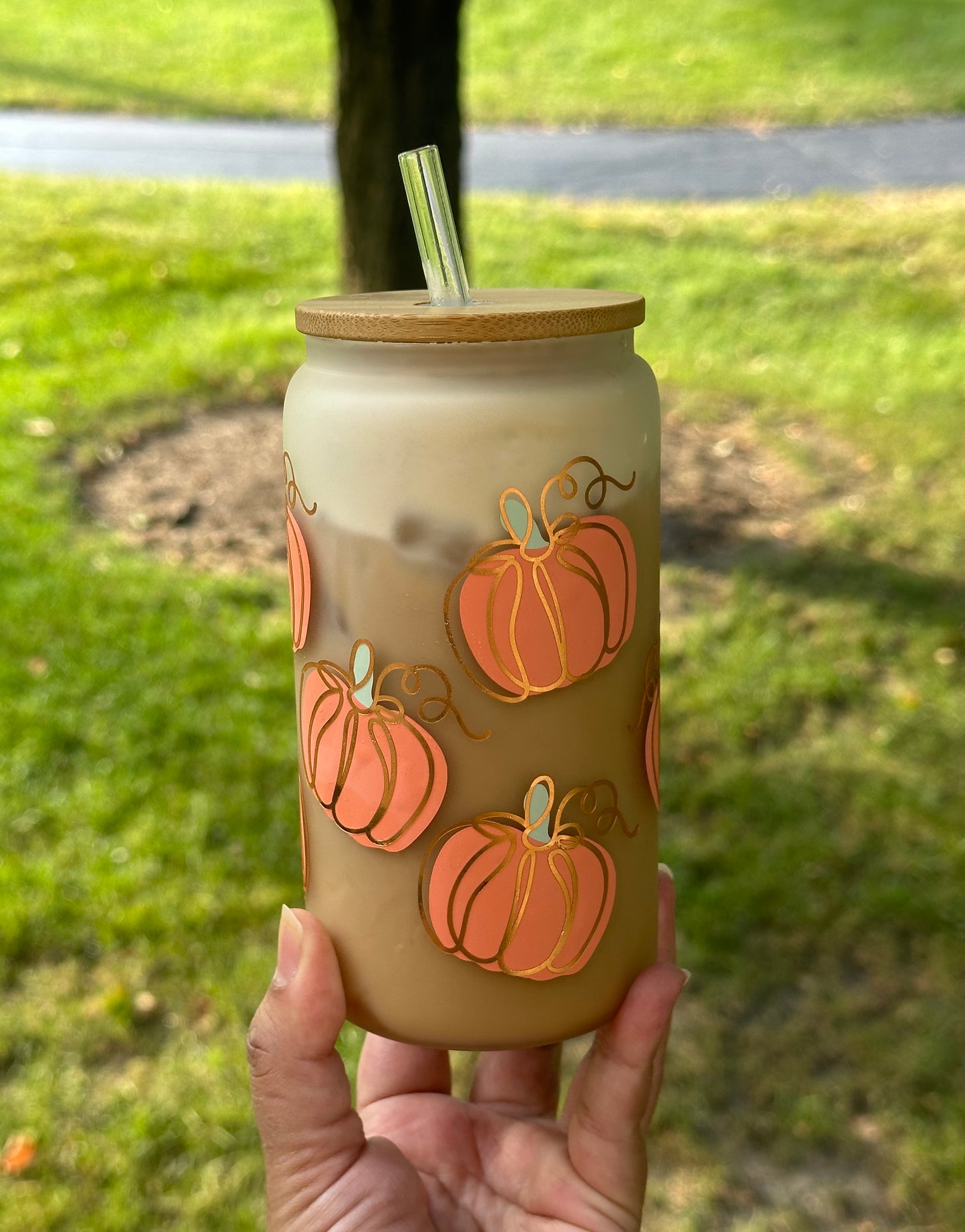 Pumpkin Frosted Glass Can