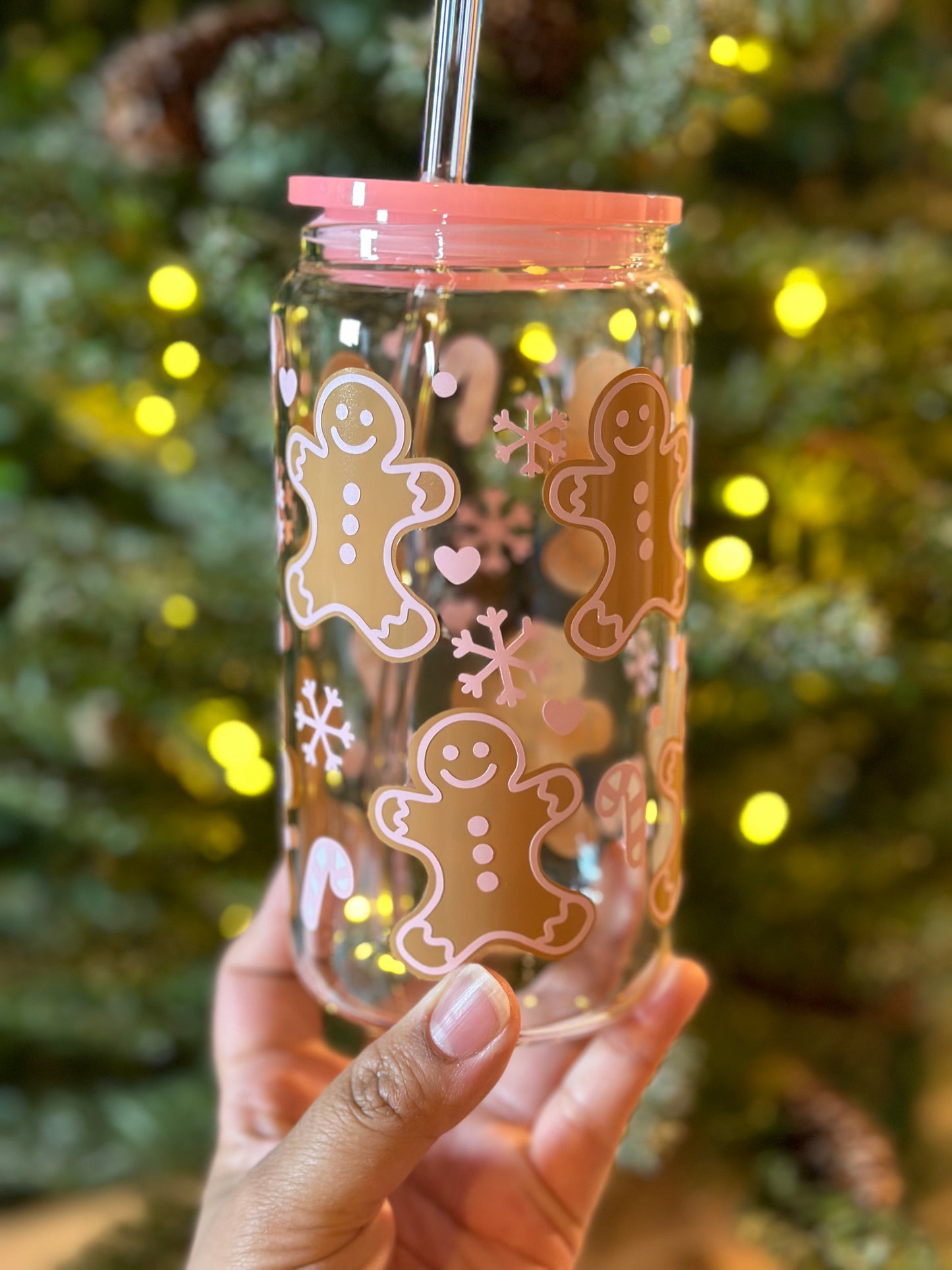 Pink Gingerbread Glass Cup