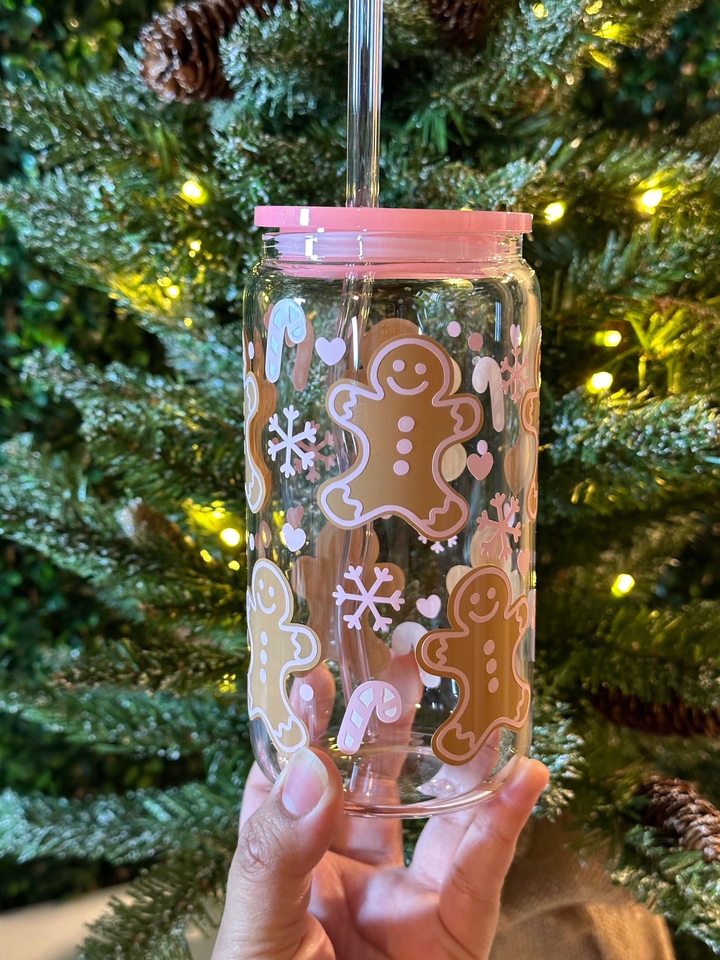 Pink Gingerbread Glass Cup