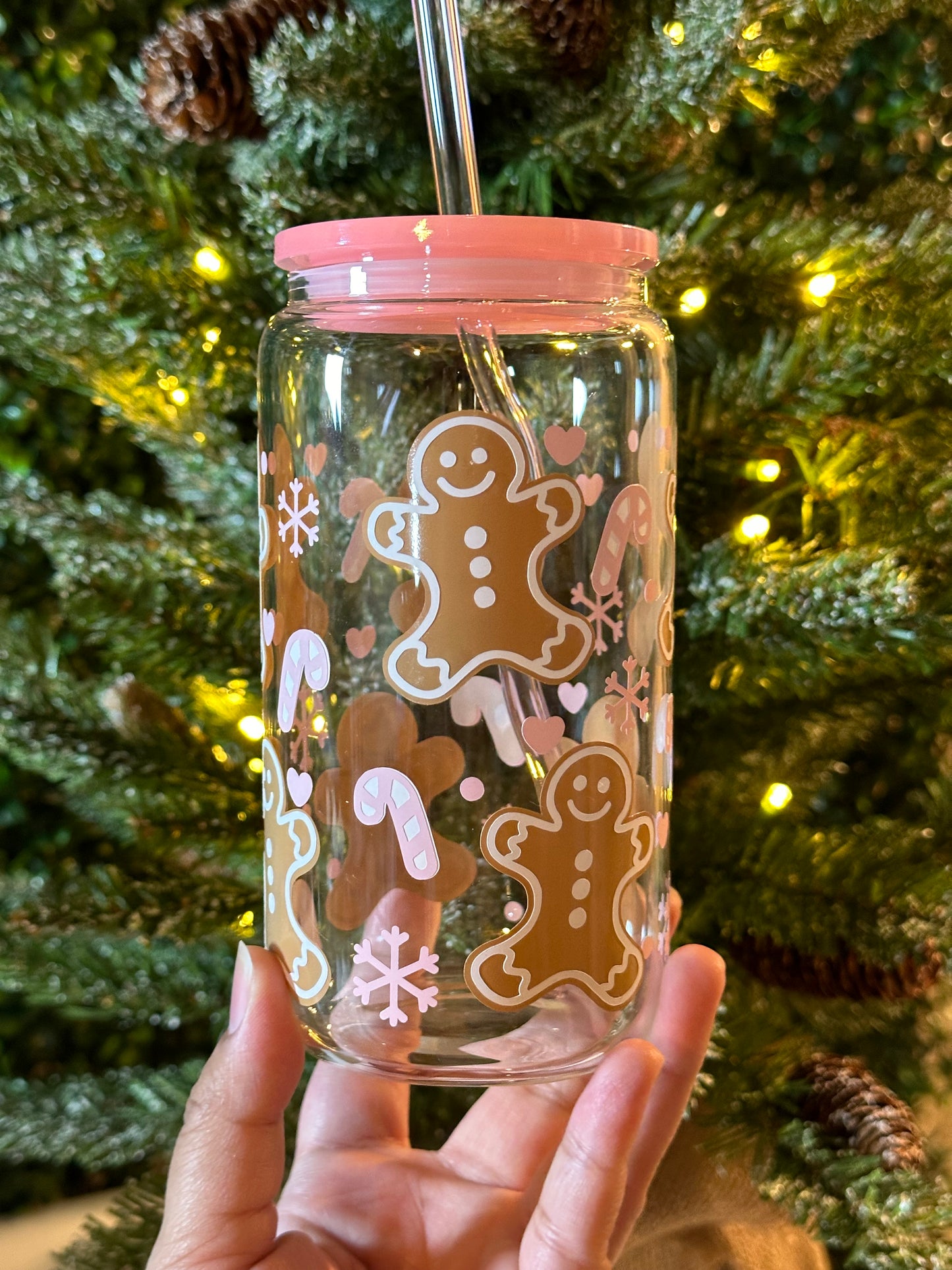 Pink Gingerbread Glass Cup